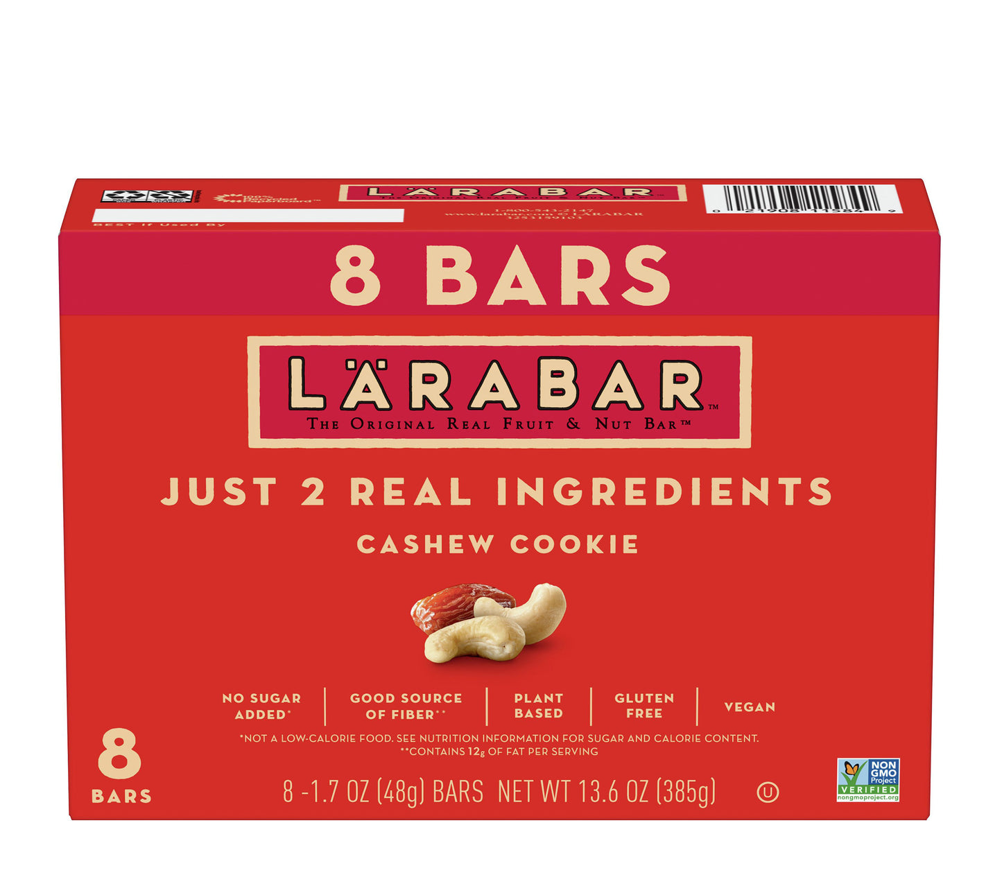 Larabar Cashew Cookie, Gluten Free Vegan Fruit & Nut Bars, 8 Ct